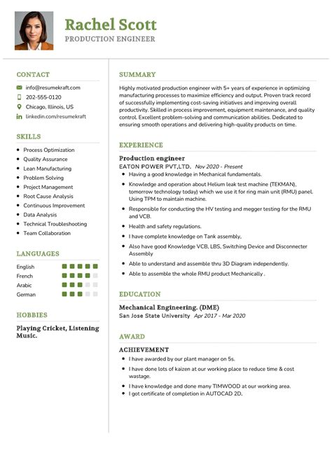 sheet metal production engineer resume sample|2024 production engineer resume.